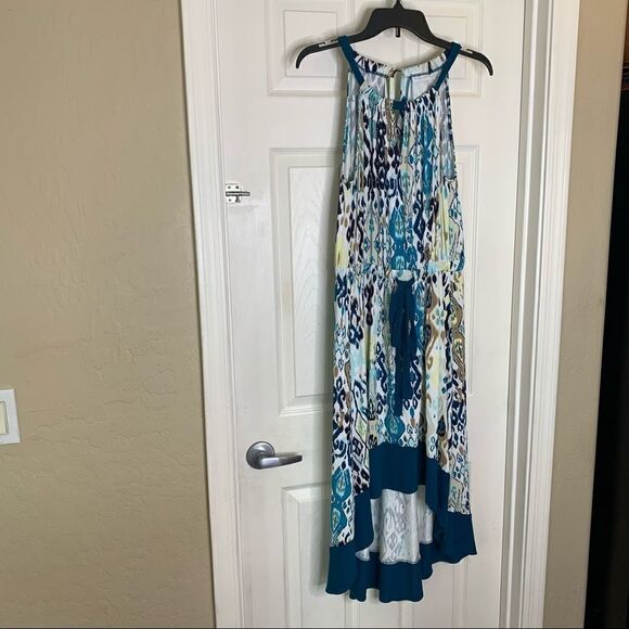 NY&CO Halter Hi-Low Colorful Dress Size Medium - Picture 3 of 12